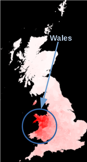 Jones surname distribution map Wales